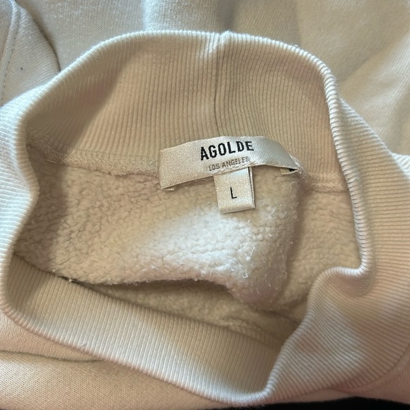 AGOLDE Tarron Mock Neck Sweatshirt Raglan Sleeve Pullover Cream Sz L NEW - Picture 8 of 14